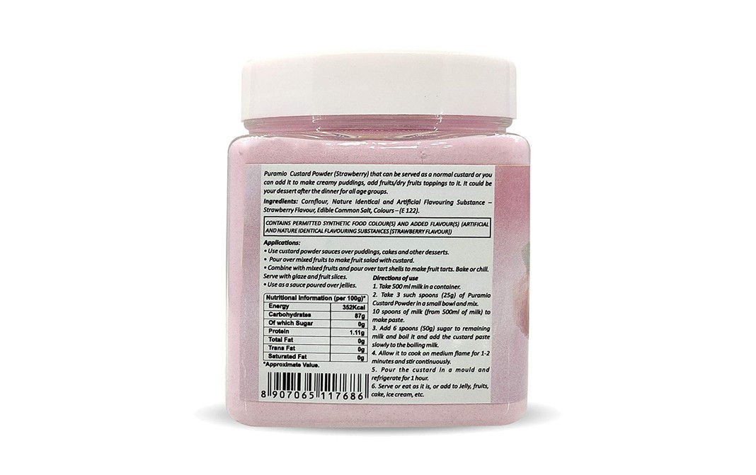 Puramio Custard Powder Strawberry    Plastic Jar  250 grams